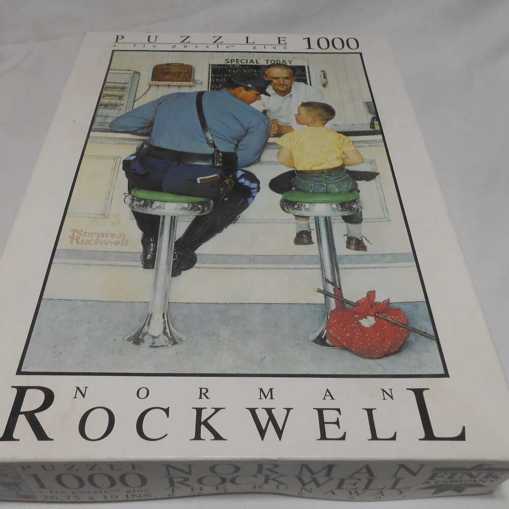 VTG NORMAN ROCKWELL 1000 PIECE PUZZLE 🧩 "THE RUNAWAY" FINK & COMPANY COMPLETE